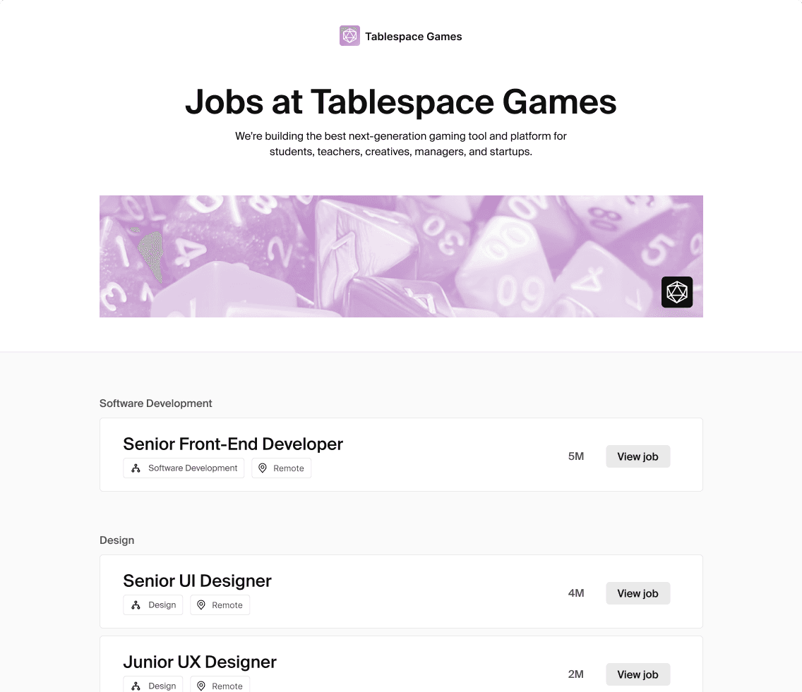 A screenshot of a Polymer job board